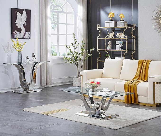 Silver-1 Coffee Table+1 Sofa Table