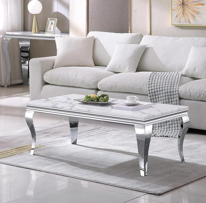 Coffee Table - White Silver Base