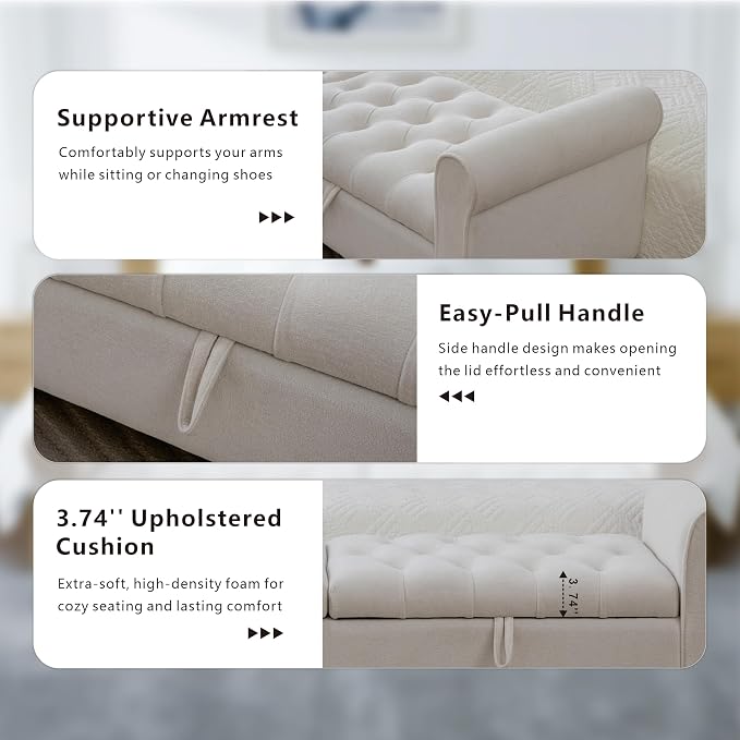 Beige Tufted 65.2''w
