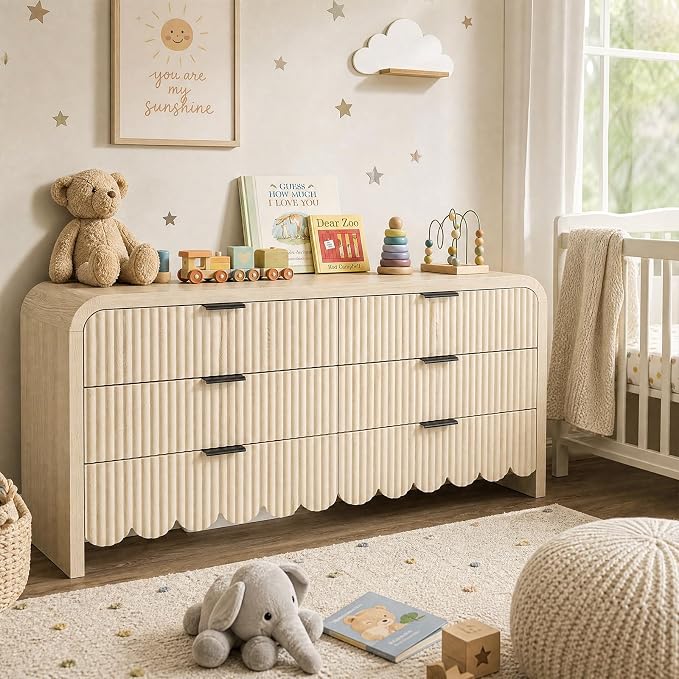Beige-6 Drawer-dresser