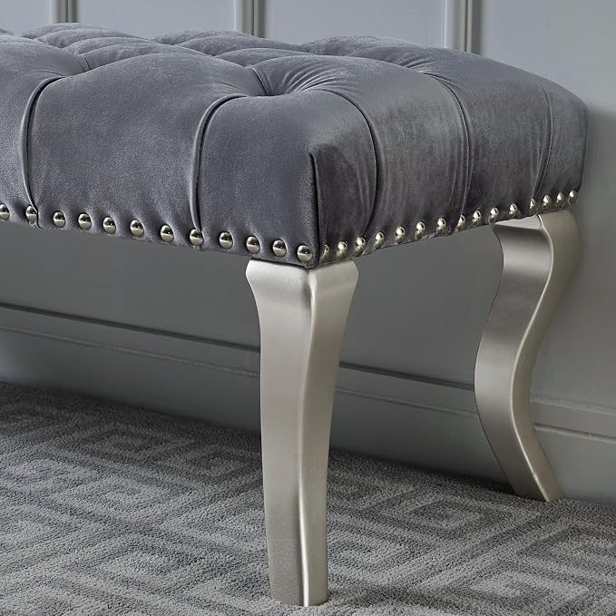 Grey Velvet Tufted 48''