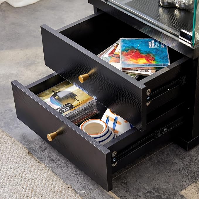 Wood Top Black With Drawer