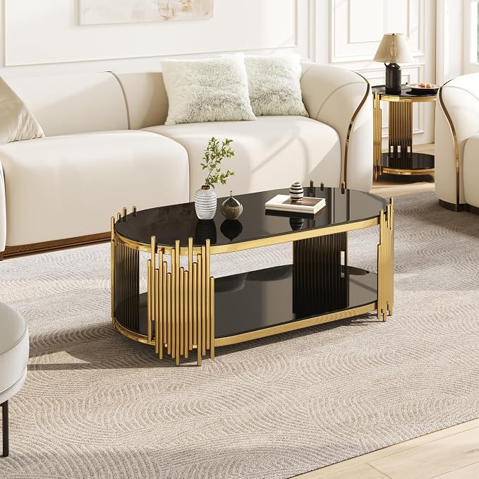 Oval Coffee Table(gold&black)