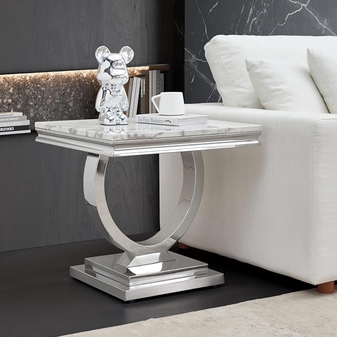 White & Silver - End Table