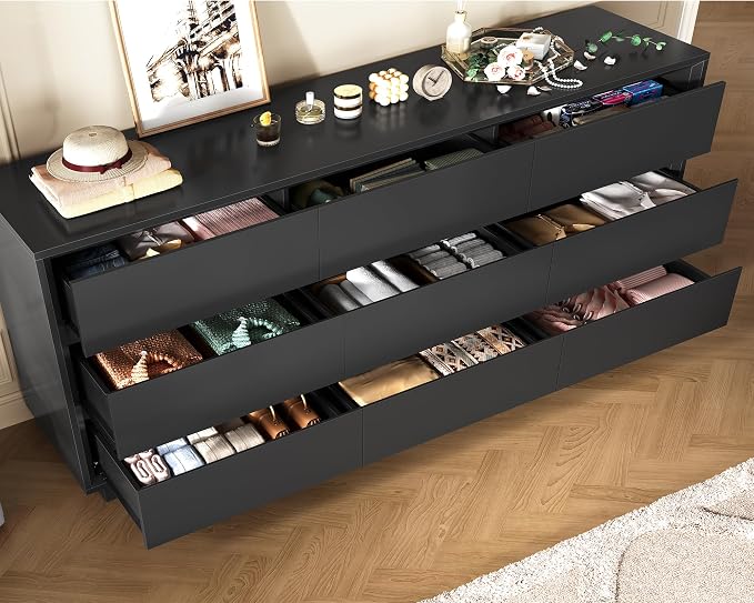 Black, 9 Drawers