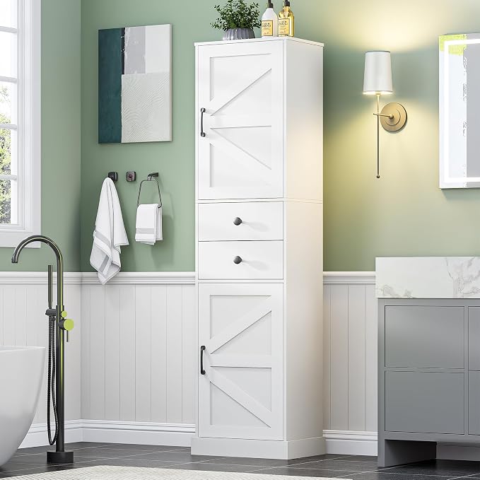 White With 2 Drawers & Doors