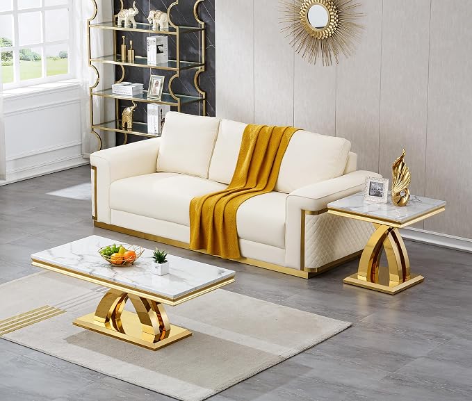 White&gold,coffee Table