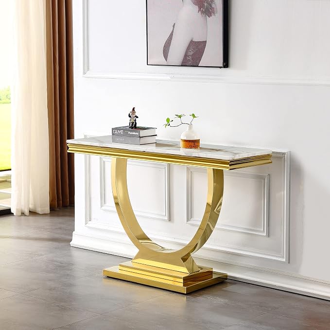 White and Gold Console Table