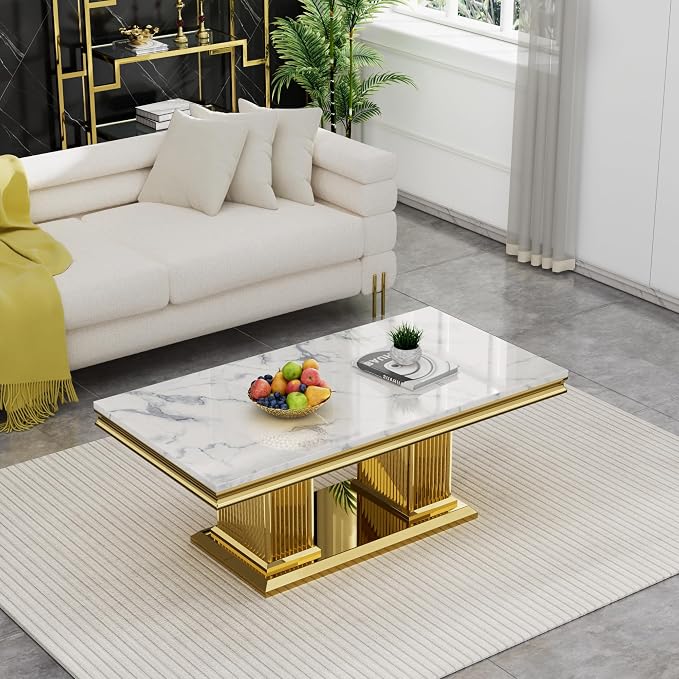 White Golden Coffee Table