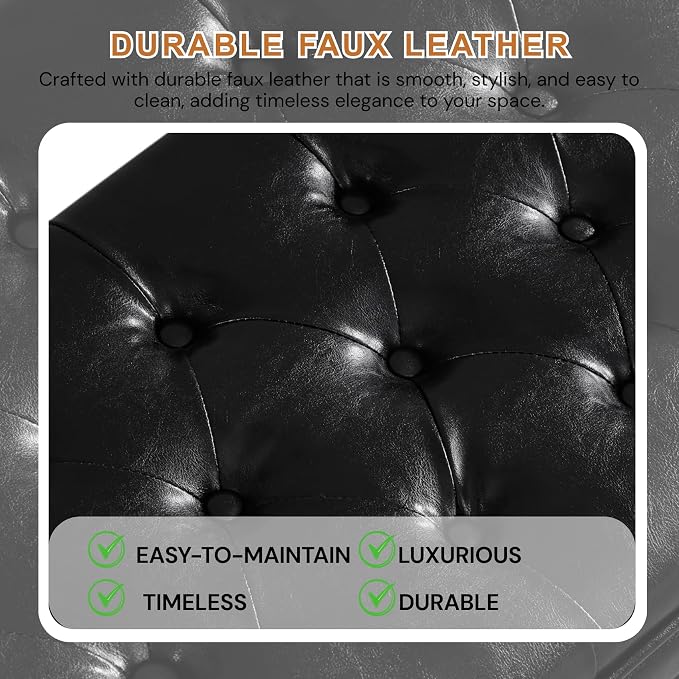 Black Faux Leather 44.5''