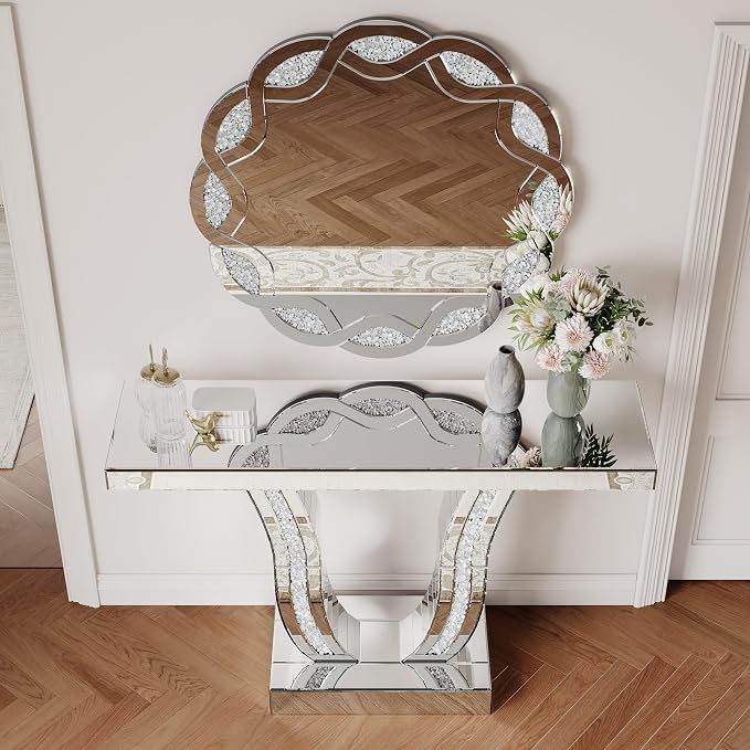 Silver Table+round Mirror