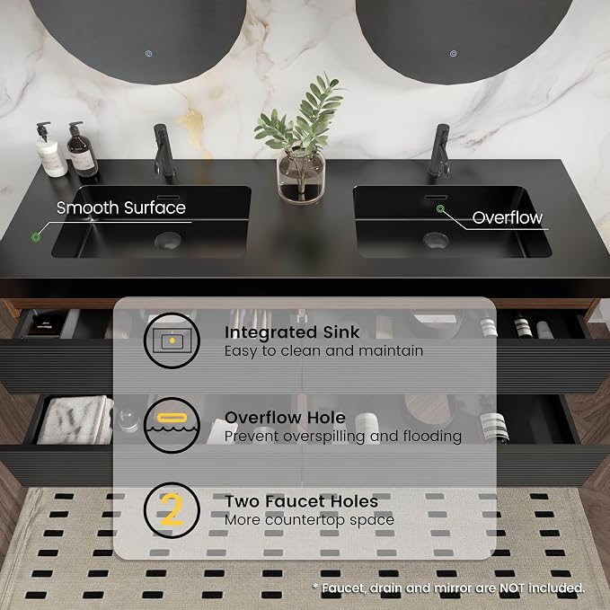 Walnut+black / Black High-rim Sink