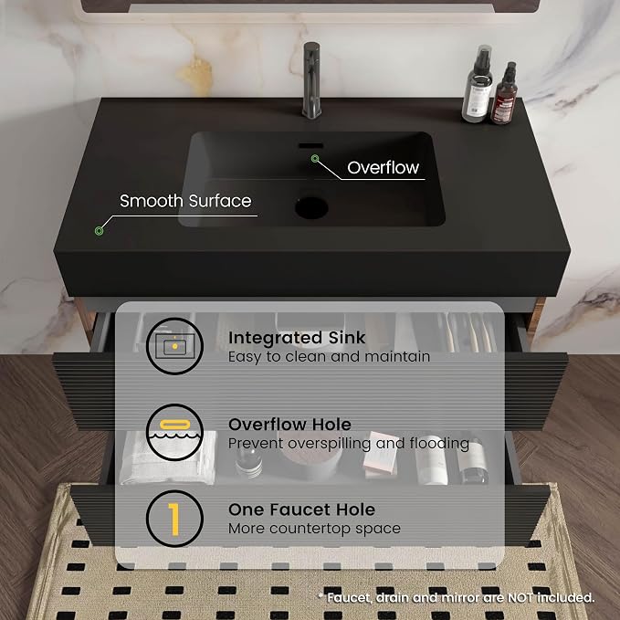 Walnut+black / Black High-rim Sink