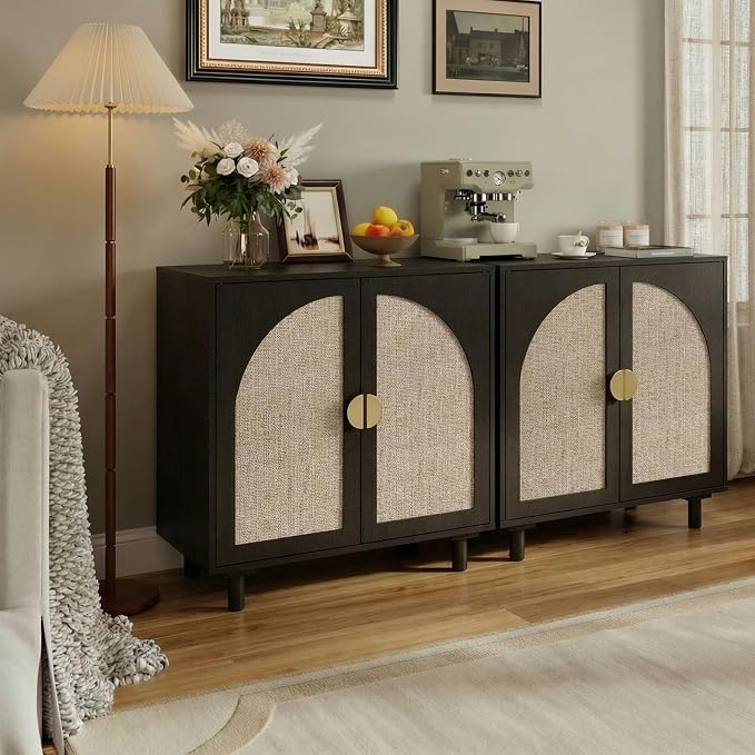 Rattan Doors-black-2pcs