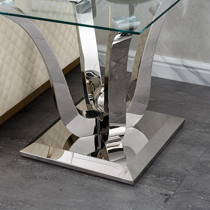 Silver End Table - Floral Shape Base