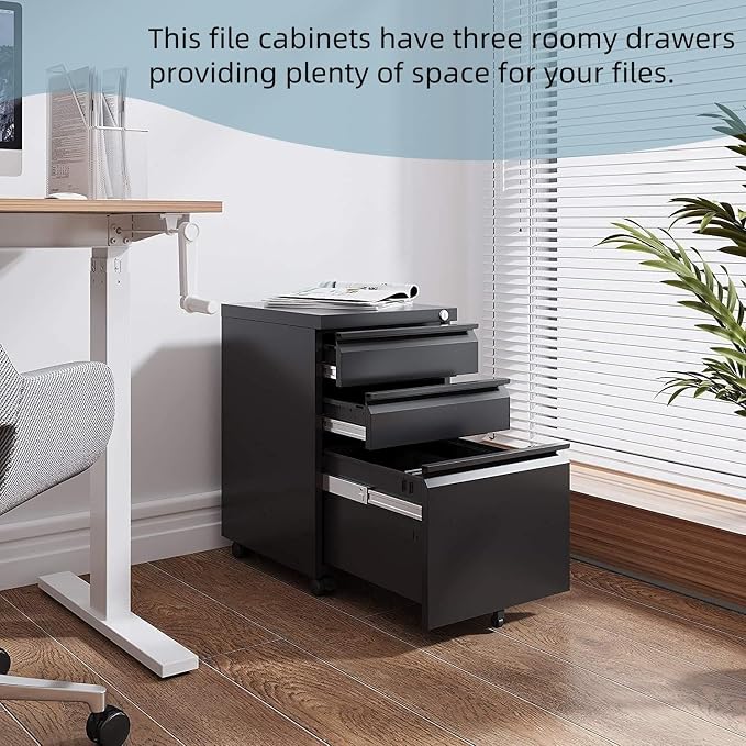 Matte-black 3-drawer Mobile