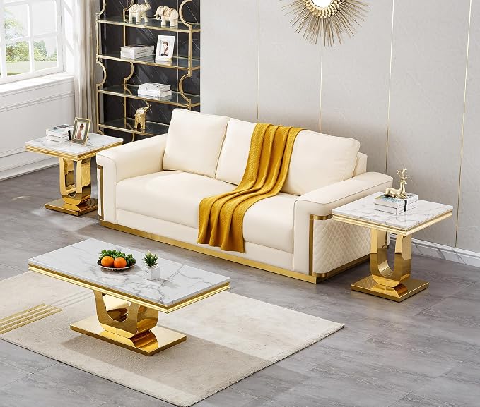 End Table - White Gold Base