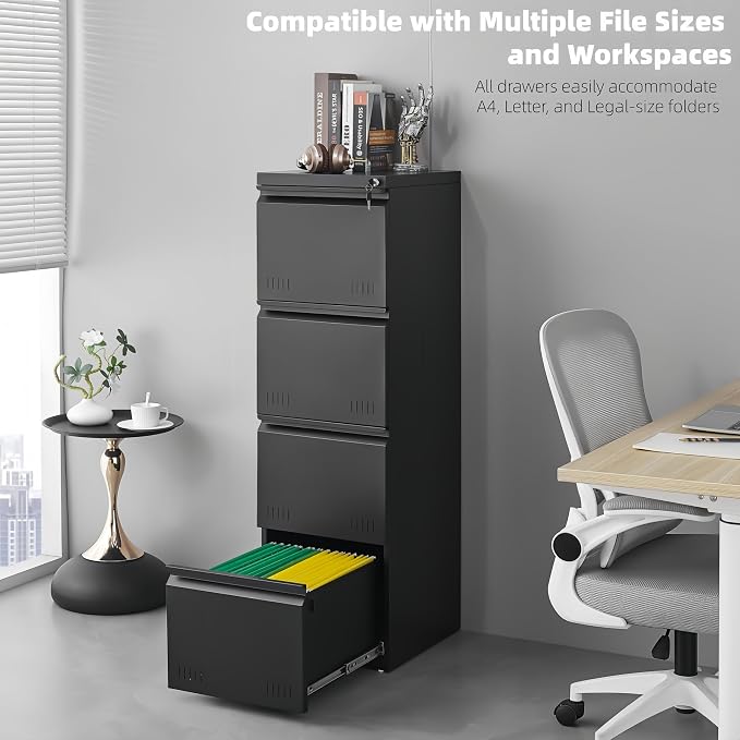 Matte-black 4-drawer Vertical