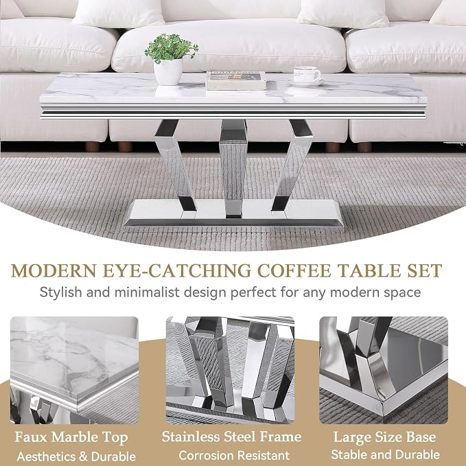 White Silver-coffee Table