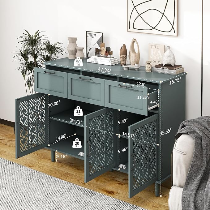 Green 3 Doors 3 Drawers