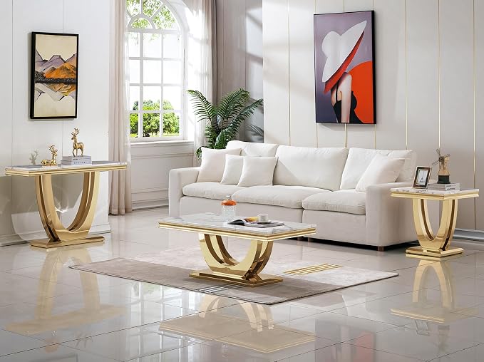 White Golden Coffee Table