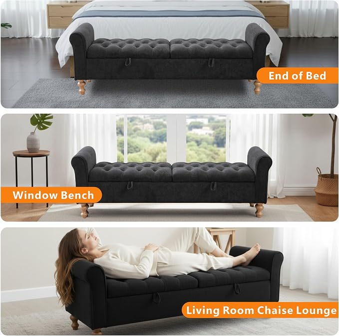 Black Tufted 65.2''w