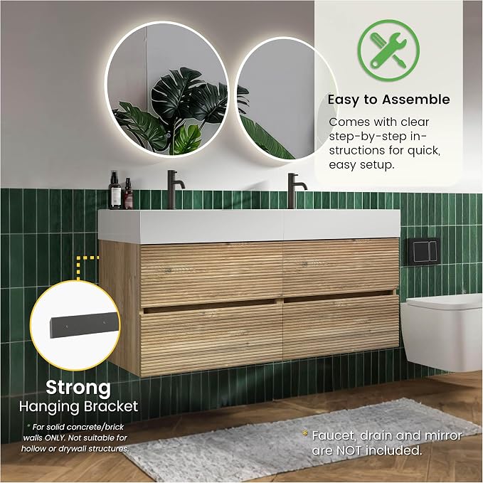 Rough Oak / White High-rim Sink