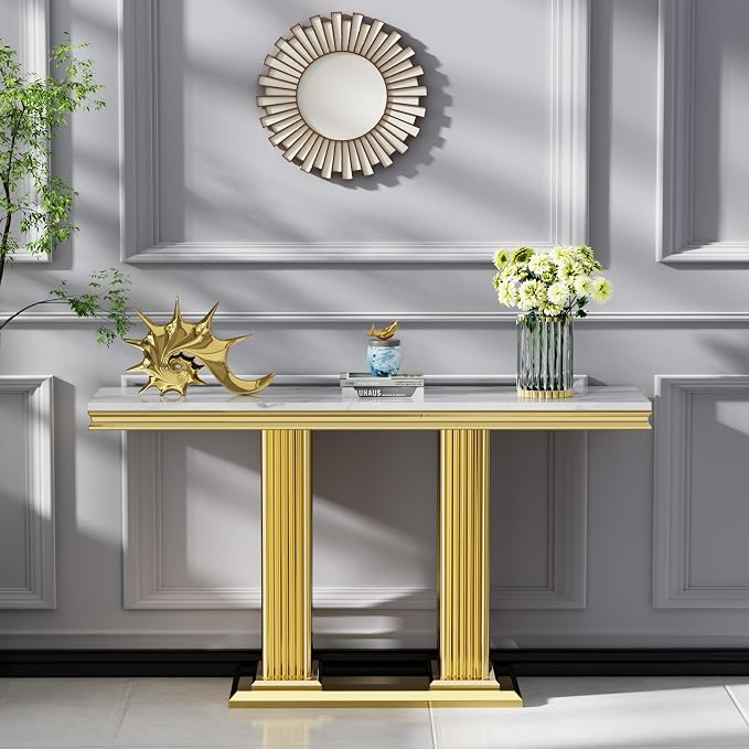 White Golden Console Table