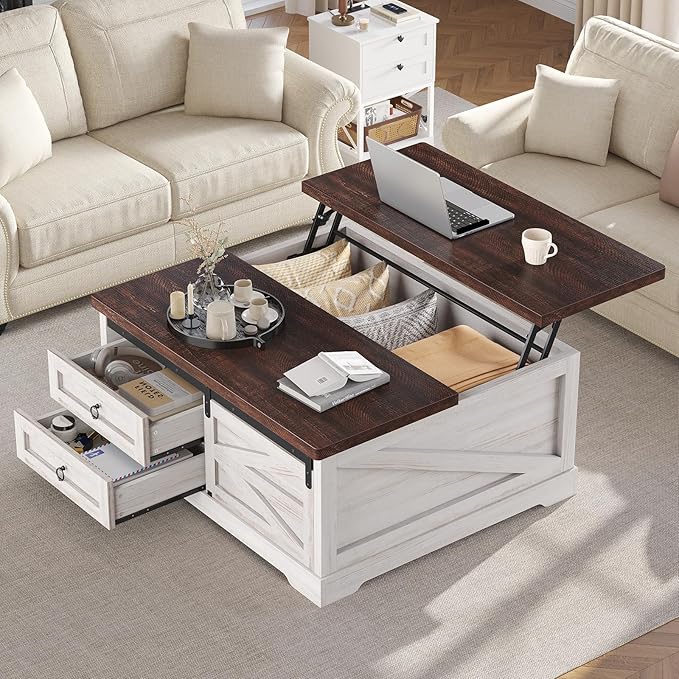 Vintage White+walnut