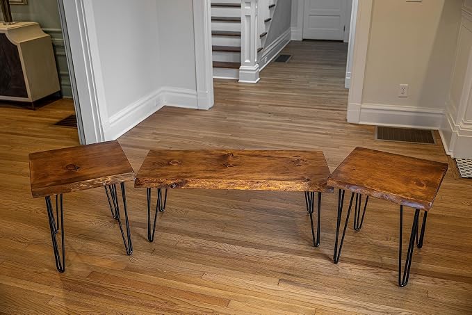 Honey Pine Finish + Black Hairpin Legs