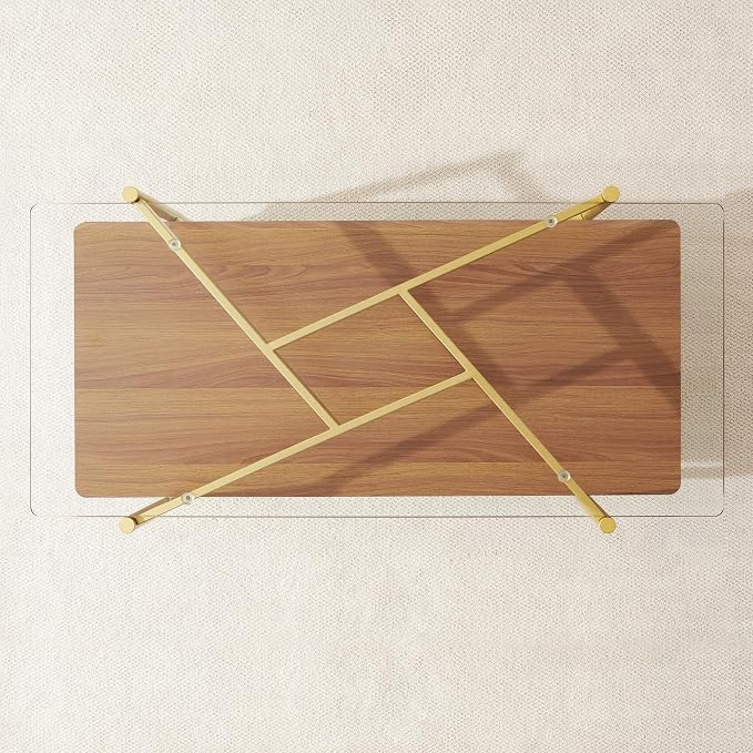 Clear Glass & Walnut Wood