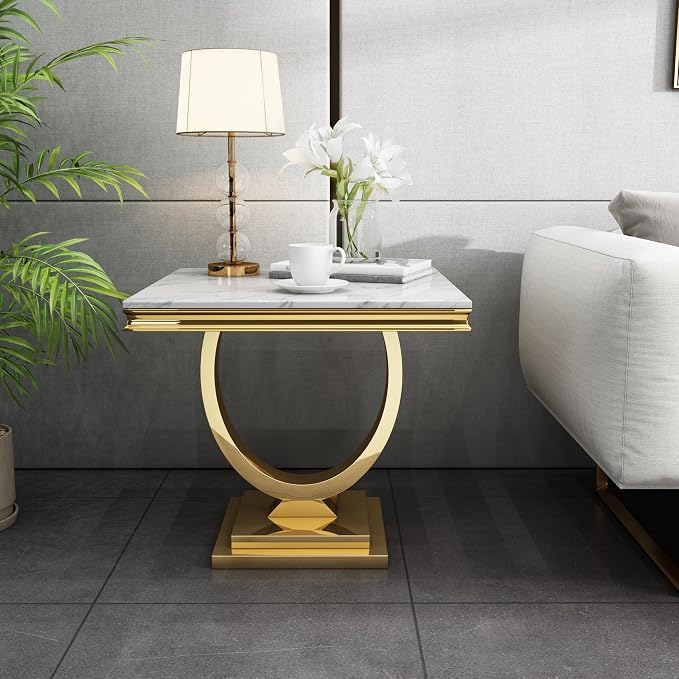 End Table - White Gold Base