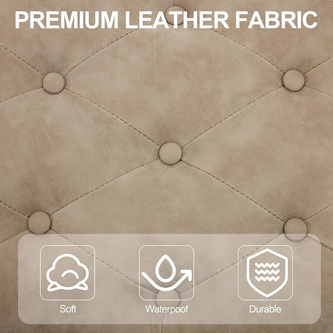 Light Taupe-pu-tufted