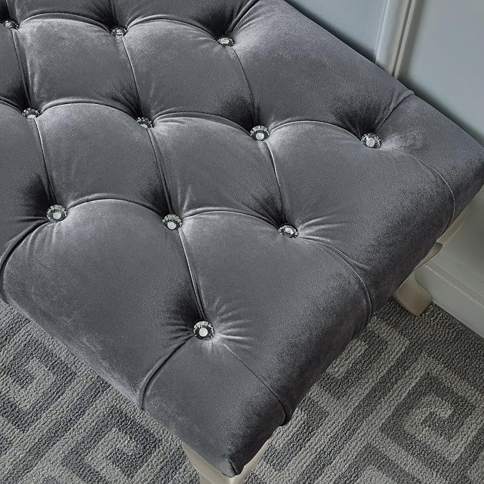 Grey Velvet Tufted 48''