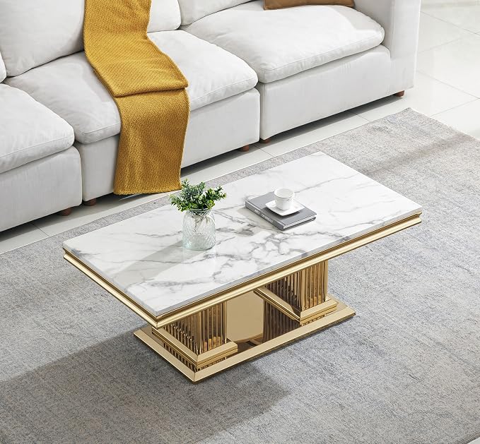 Coffee Table - White Gold Base