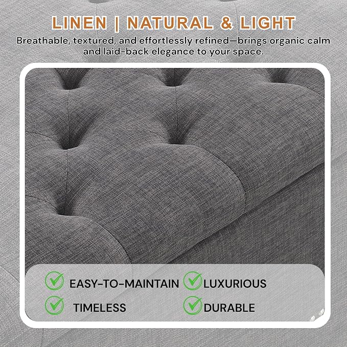 Linen Fabric - Dark Grey 47.5''w