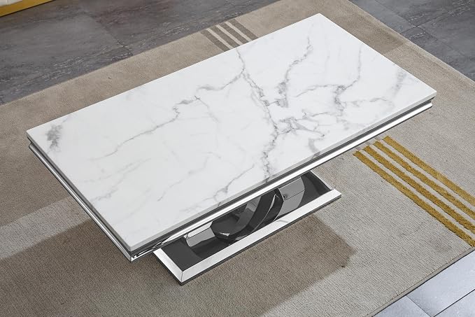 Coffee Table - White Silver Base