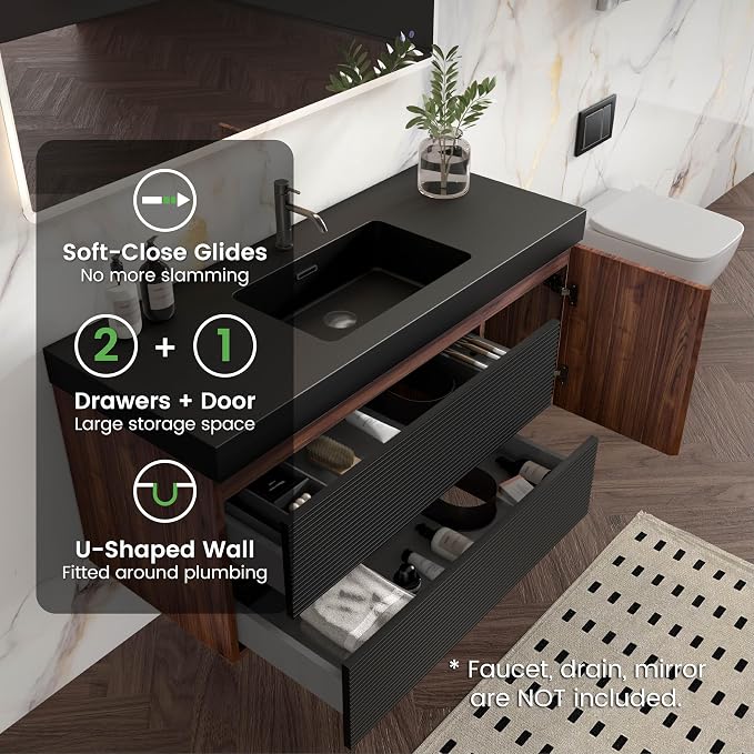 Walnut+black / Black High-rim Sink
