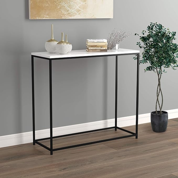 Marble Black Metal Console Table