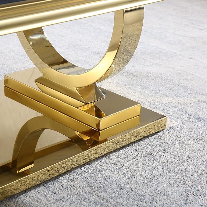 Black & Gold Faux Marble Coffee Table