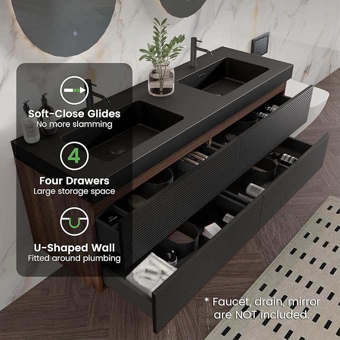 Walnut+black / Black High-rim Sink