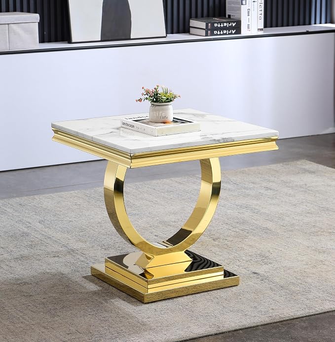 End Table,white&silver