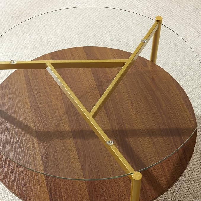 Clear Glass & Walnut Wood