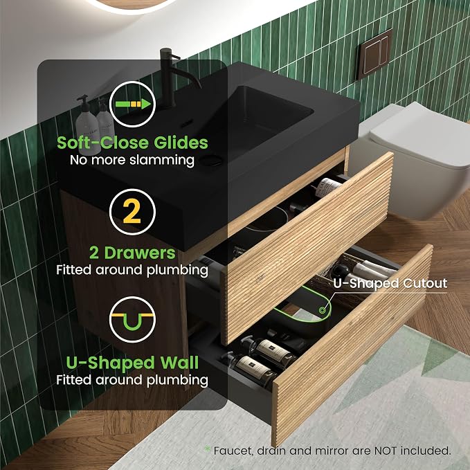 Rough Oak / Black High-rim Sink