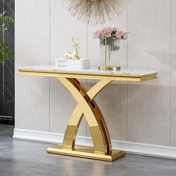 White Gold Console Table