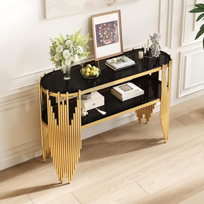 47“ Black & Gold Console Table