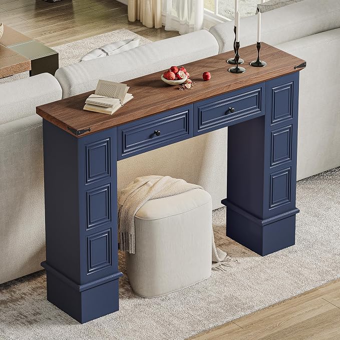 Navy Blue & Walnut