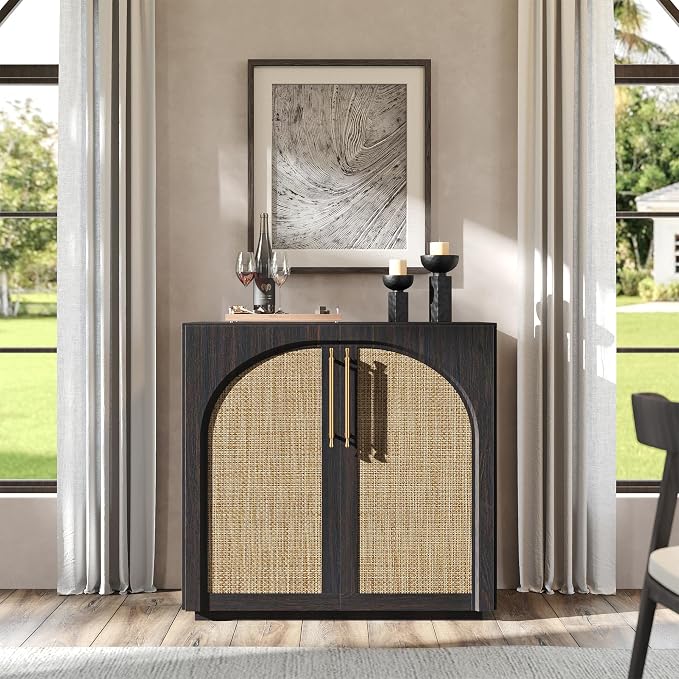 Dark Walnut-rattan Doors