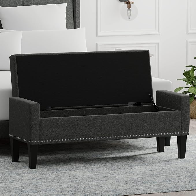 Dark Gray With Nailhead Trim