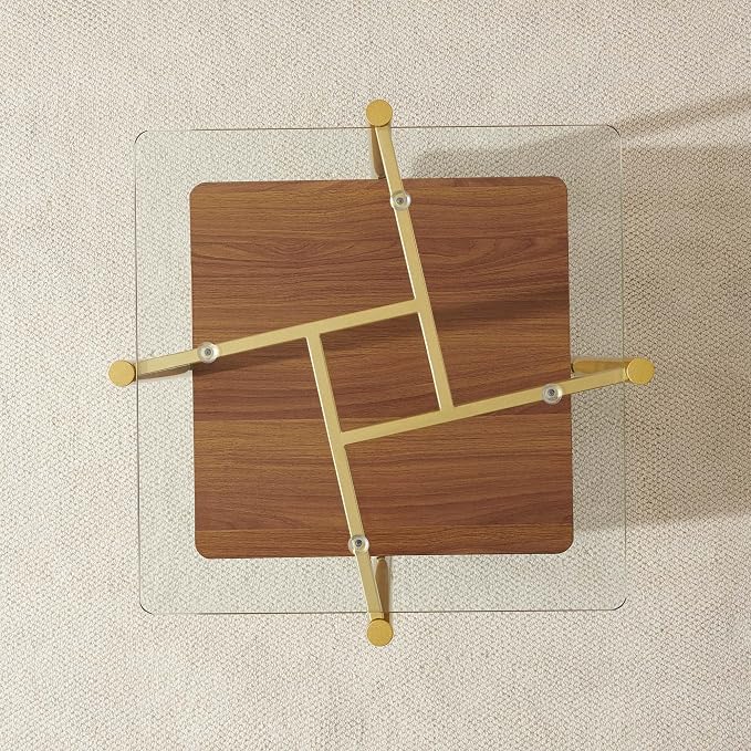 Clear Glass & Walnut Wood